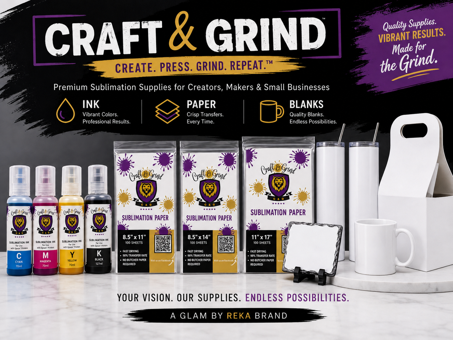 Craft & Grind Sublimation Ink + Paper Bundle