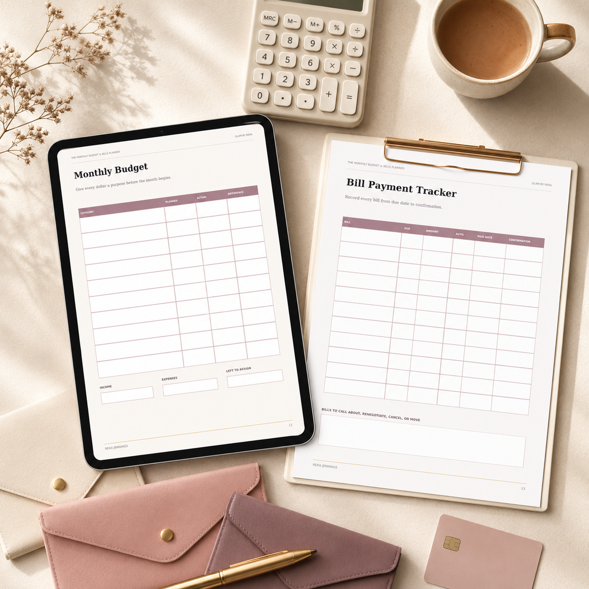 Paid, Planned & Unbothered Monthly Budget Planner (Digital)