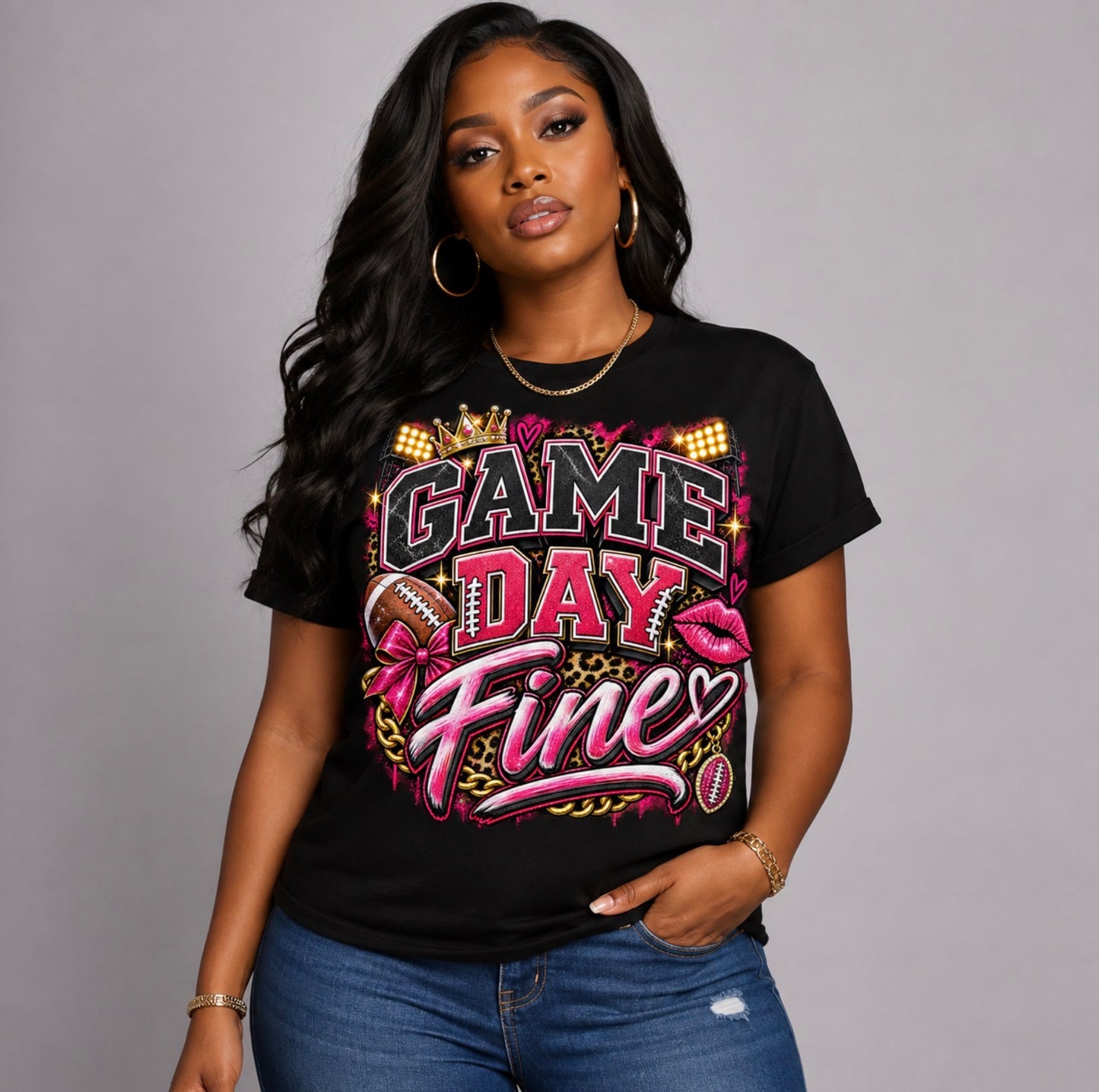Game Day Fine PNG | Glam Football Girl Sublimation Design | DTF Download