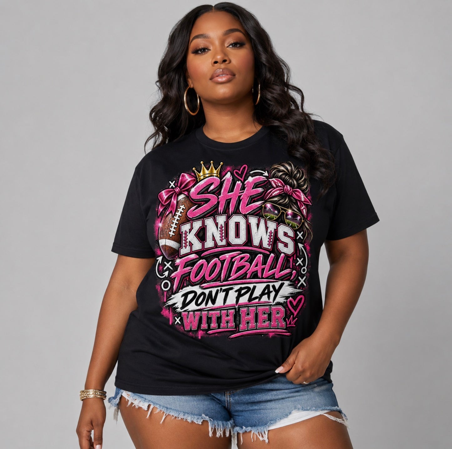 She Knows Football Don’t Play With Her PNG | Football Girl DTF Sublimation Design