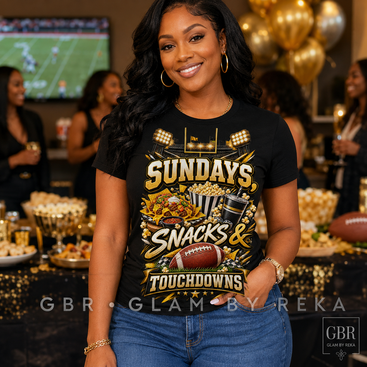 Black & Gold Football PNG Bundle | Four Game Day Designs