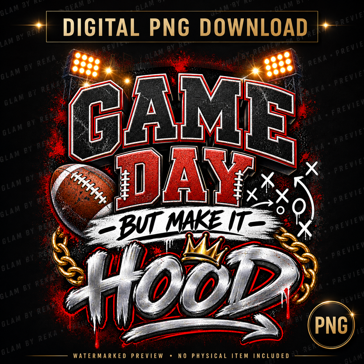 Urban Game Day PNG Bundle | 10 Football Sublimation & DTF Designs | Commercial Use Digital Download