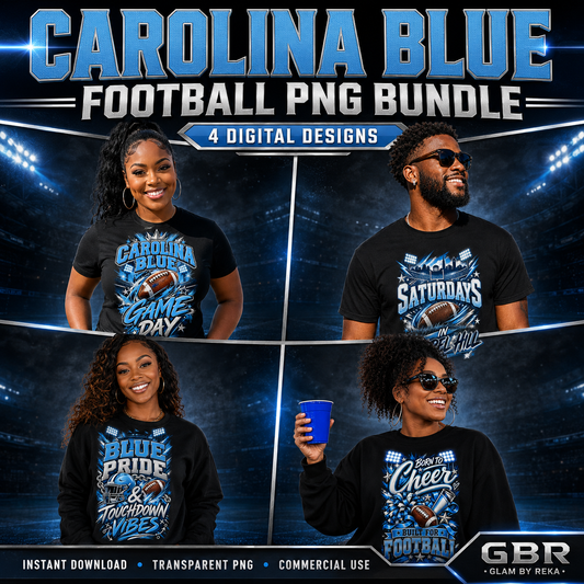 Chapel Hill Football PNG Bundle | 4 Blue & White Game Day Designs