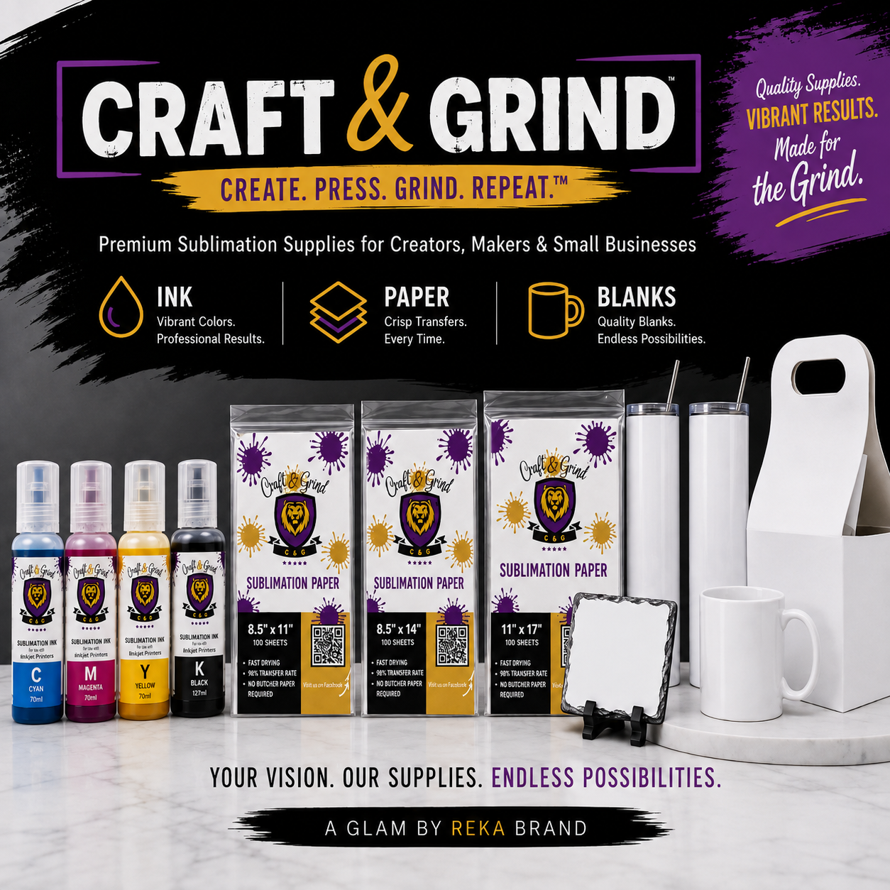 Craft & Grind Sublimation Ink + Paper Bundle